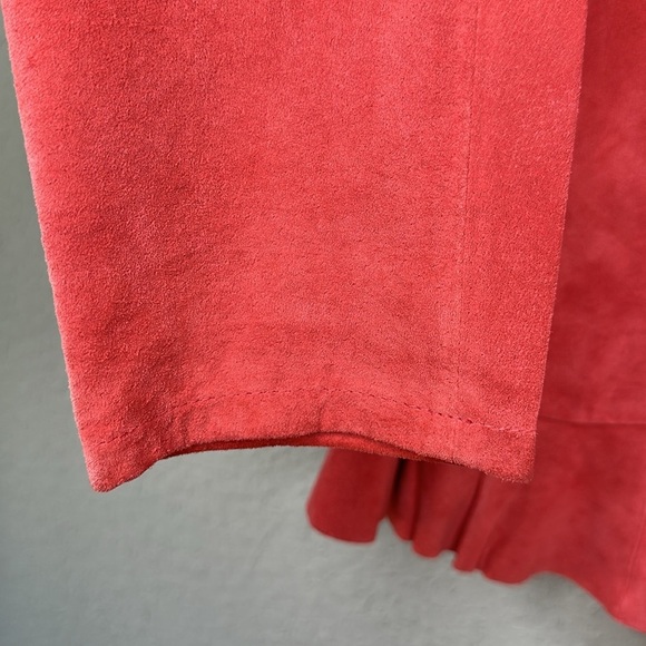 NWT Monterey Bay Clothing Company Suede Ruffle Hem Peach Orange Jacket Size 10 - Picture 5 of 16